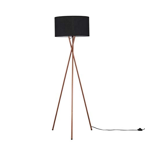 Image of MiniSun | Modern Copper Metal Tripod Floor Lamp with a Black Shade | Floor Lamps & Torchieres, Home Décor, Improvement & Lifestyle Essential