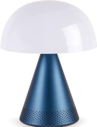 Image of Lexon Mina L Audio 2 in 1 Mushroom Table Lamp and Wireless Bluetooth Speaker, 9 LED Color Mood Lamp for Bedrooms & Living Room & Music Player - Dark Blue