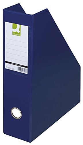 Image of Magazine File Rack Q-CONNECT PVC A4/76 Dark Blue/Document Archiving/Type-A4/75 / Kind-Foldable/Material-Cardboard/PVC/Label-Both Sides/Coating-Double-Sided/Colour-Dark Blue/Format-A4