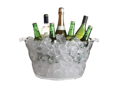 Image of BarCraft Clear Acrylic Large Oval Drinks Bucket / Cooler, Beer, Drinks and Wine Cooler, 10 Litres