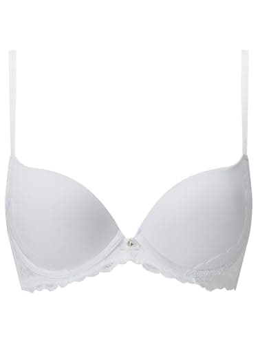 Image of Ann Summers Bridal Sexy Lace Smoothing Plunge Bra, A-DD Cup, Women Underwire with Padded Cups, Smoothing Finish, T-Shirt Bra White - Womens Lingerie