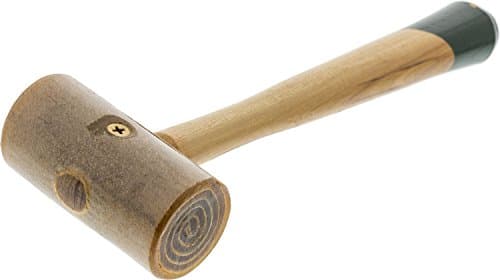Image of Eurotool Hammer Mallet, 12oz Weighted, Rawhide, Hickory Wood Handle, Made in USA, Brown, Beige