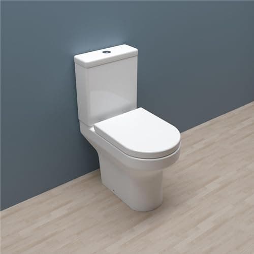 Image of Bathroom Rimless Round Close Coupled Toilet Pan Soft Close Seat Cistern WC