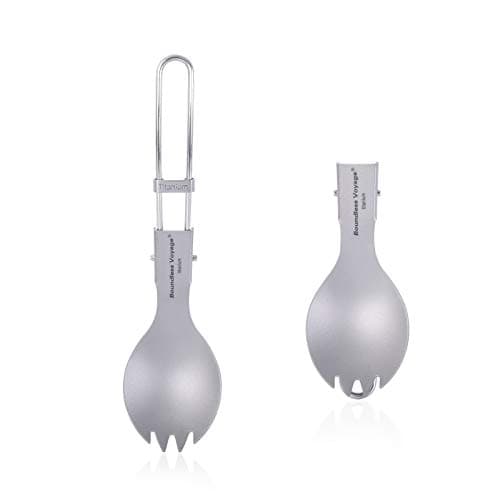 Image of Boundless Voyage Titanium Folding Spoon Spork Fork Set Outdoor Camping Tableware Titanium Cutlery Lunchbox Cutlery Set Travel Cutlery Ti1022T