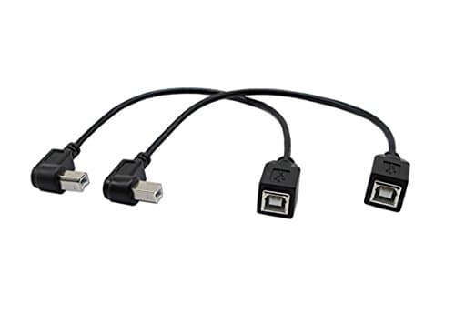Image of CERRXIAN 9 Inch USB2.0 B Cable Combo USB2.0 B Left Angle & Right Angle Male to USB 2.0 B Female Data Sync Cable (1 Pair）