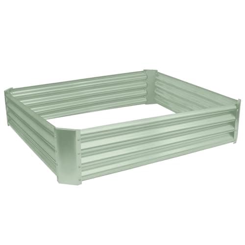 Image of Harbour Housewares Raised Garden Bed - Green - 120 x 120cm - Square - Bottomless Metal Raised Bed Galvanised Steel Planter Box for Growing Outdoor Plants, Vegetables, Flowers and Herbs