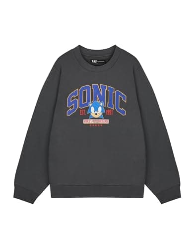 Image of Sonic The Hedgehog Men's Grey Sweatshirt | World's Fastest Sonic Graphic Sweater | Classic Video Game Apparel | Retro Gamer Jumper | Official Sega Merchandise for Men