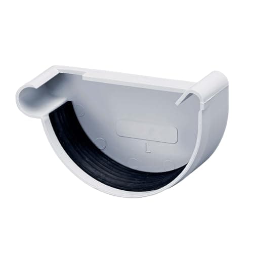 Image of INEFA Gutter End Cap Half-Round PVC 150mm, Left Grey Plastic Push-Fit Installation