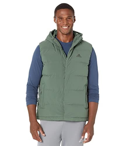 Image of adidas outdoor Men's Helionic Down Vest, Green Oxide, XL