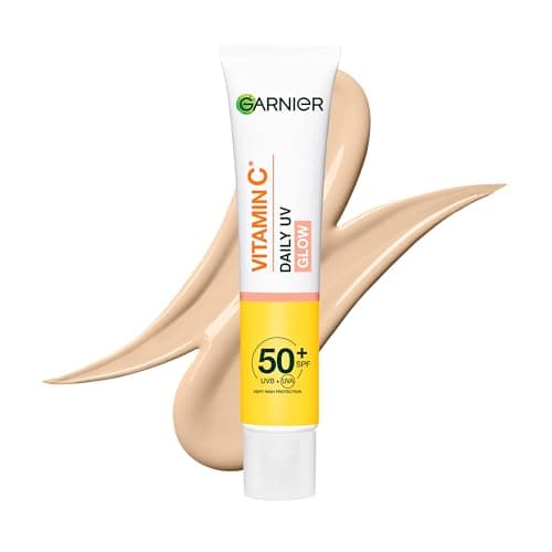 Image of Garnier Vitamin C Daily UV Brightening Fluid Sheer Glow, SPF50+, Prevents + Corrects Sun Damages + Evens Skin tone, Face & Neck, For all skin types, Cruelty-Free, Vegan, 40ml
