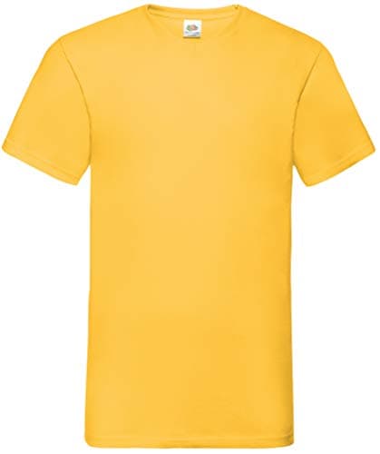 Image of Fruit of the Loom Mens Valueweight V-Neck, Short Sleeve T-Shirt (L) (Sunflower)
