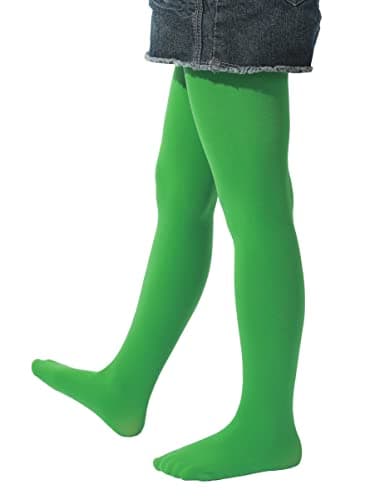 Image of EVERSWE Girls Semi Opaque Tights, 40D Microfiber Tights (8-10, Clover Green)