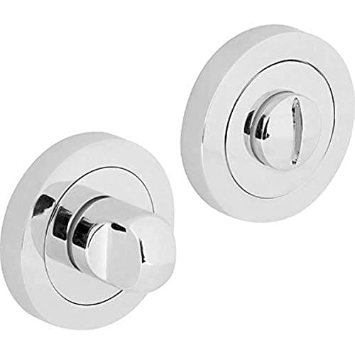 Image of Designer Levers - Bathroom Toilet WC Door -Thumbturn Twist & Release Lock - Polished Chrome - Screw On Rose - Set