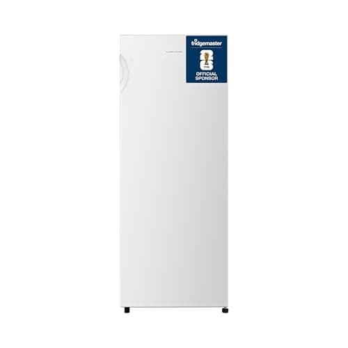 Image of Fridgemaster MTZ55153E Freestanding Upright Freezer, 165 Litres, 143 cm Tall, 4 Star Freezer Rating, 55cm width, E Rated in White