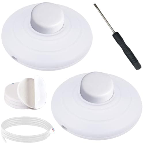 Image of DAOKAI Floor Lamp Foot Switch,White 3A125VAC Inline Cord Switch,Step ON OFF Spring Push Button,Easy DIY Installation,for Foot Pedal Control Replacement Floor Lamp Extension Cord Parts-2Pcs