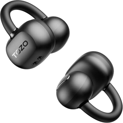 Image of TOZO OpenEarRing Open Ear Headphones, Clip On Earphones, Lightweight Comfort Wireless Open Ear Earbuds with Smart Digital Display, 40H, IPX5 Waterproof, Bluetooth 5.4 for Running Gym Outdoor Sports
