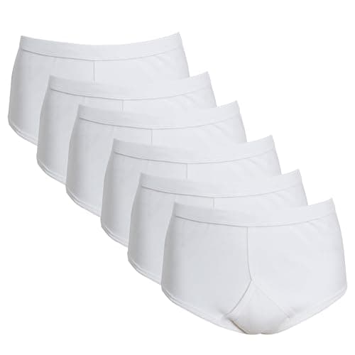 Image of Sock Stack 6 Pairs Mens Briefs White Y-Fronts Underpants, 100% Pure Cotton Brief Underwear (X Large (40"-42"/102-107cm))
