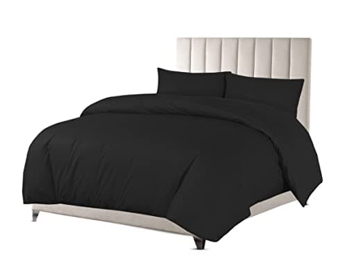 Image of Sapphire Collection Luxury 100% Egyptian Cotton Duvet Quilt Cover & Pillowcase Bedding Set (Black, Single)