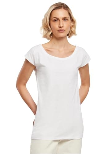 Image of Build Your Brand Womens Bb013-ladies Wide Neck Tee T-Shirt, White, 4XL UK
