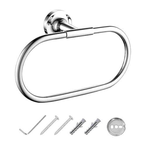 Image of JASSFERRY Wall Mounted Oval Towel Ring Luxury Modern Design Bath Hand Towel Holder Hanger Polished Chrome