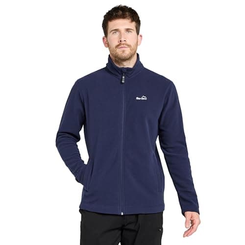 Image of Peter Storm Men's Bracken Full Zip Fleece Jacket, Recycled Polyester Microfleece, Regular Fit, 160g Brushed Material (UK, Alpha, L, Regular, Regular, Navy)