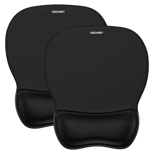 Image of TECKNET Mouse Mat Wrist Support,2 Pack Gel Ergonomic Mouse Mats, Waterproof Surface Mouse Pad Wrist Support with Non-Slip PU Base, Comfort Mouse Wrist Rest for Computer, Laptop, Office and Home,Black