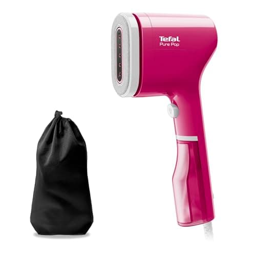 Image of Tefal Pure Pop Slim Handheld Clothes Steamer, No Ironing Board Needed, Ready to Use in 15 Seconds, 70ml Detachable Water Tank, Travel Iron, Garment Steamer, Pink, DT2023