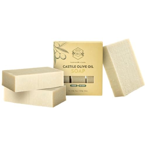 Image of Crate 61, Handmade Vegan Natural Bar Soap Cold Pressed For Face And Body, With Premium Essential Oils, Eucalyptus & Peppermint For Men And Women 3 Pack (Castile)