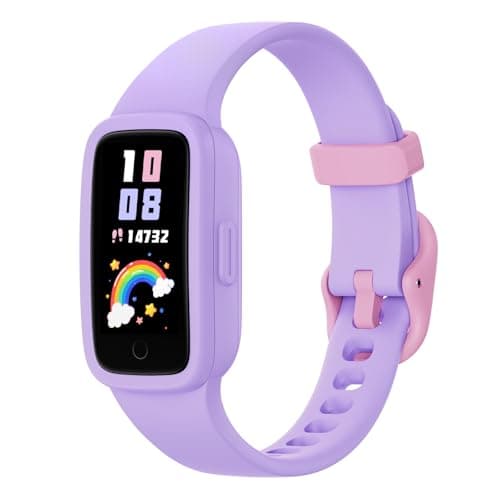 Image of BIGGERFIVE Vigor 3 Kids Fitness Tracker Watch, AMOLED Screen, No App or Phone Needed, 3ATM Waterproof, Heart Rate & Sleep Monitor, Pedometer & Step Counter Smart Watch for Girls Ages 5-15 (Lilac)