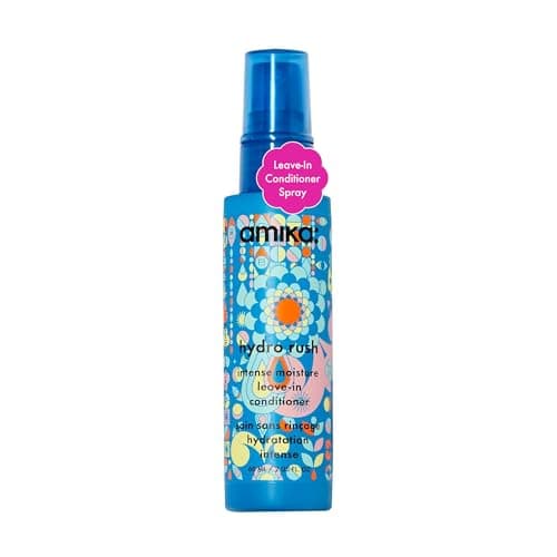 Image of amika hydro rush intense moisture leave in conditioner spray - frizz-reducing detangling spray - hydrating hair care infused with hyaluronic acid, squalane + polyglutamic acid (60 ml)