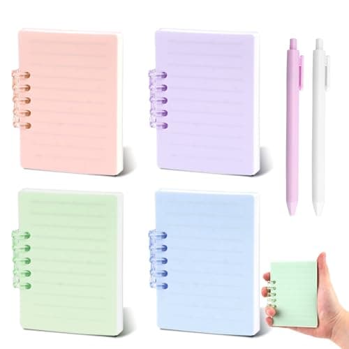 Image of 4pcs A7 Notebook, 160 Pages Small Pocket Notebook Mini Notepads with 2 Pens, Removable Spiral Notebooks Wirebound Notebooks Memo Pads Notepads Scratch Pads for School, Work, Office (Colorful)