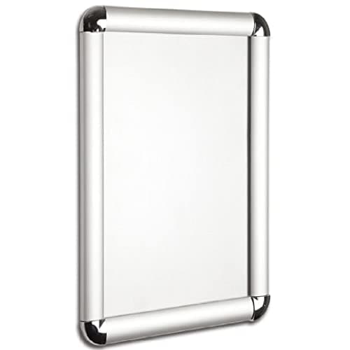 Image of 1 X A4 Wall Mounted Matt Silver Aluminium Snap Shut Frame, Snap Frames With Round Corner wall decoration, 25mm Silver Snap Frame Poster Holder Retail Display SIZES A4
