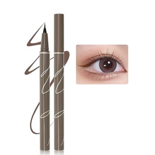 Image of Erinde Brown Waterproof Liquid Eyeliner Pen, Ultra Fine Tip Black Eyeliner, Smudge Proof Long Lasting Formula, Quick Dry Sweat Resistant Liner, Precise Winged Cat Eye Makeup Tool, Easy to Apply,02#