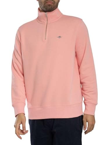Image of GANT Men's Regular Shield 1/4 Zip Sweatshirt, Bubblegum Pink, XL