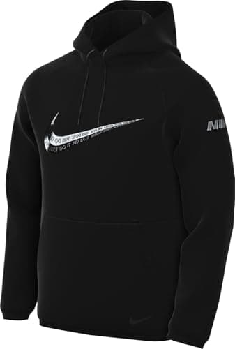 Image of Nike Men's Tf Hoodie GFX Po T-Shirt, Black/Black/White, L