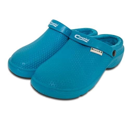 Image of Town & Country Clogs Mens/Womens Ladies Teal Fleecy Gardening Super Soft Clogs/Cloggies Lightweight Cushioned Insole, 6 UK