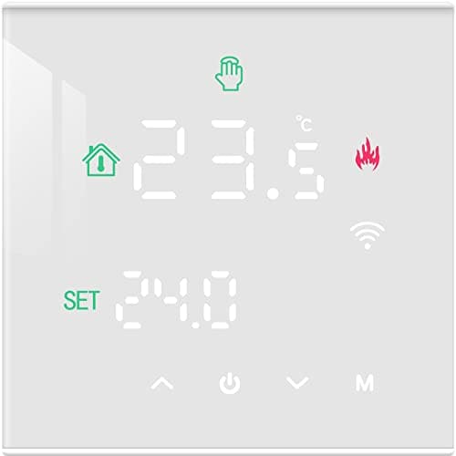 Image of Beok Wifi Thermostat For Boiler Controlling Tuya Programmable Smart Heating Thermostat, Digital Wireless Thermostats Mounted on the Wall, LCD Touch Screen,TGW60W-WIFI-WPB White
