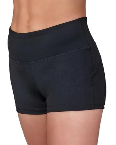 Image of Silky Dance Girls Dance Shorts, Squat Proof, Sports Gym Yoga Shorts, High Waisted - Black, Age 11-13