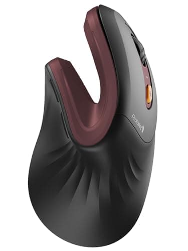 Image of ProtoArc EM11 NL Ergonomic Vertical Mouse, Wireless Rechargeable Mouse with 3 Devices (2 x Bluetooth + USB), Vertical Wireless Mouse for Computer, iPad, Mac, Windows - Black and Red