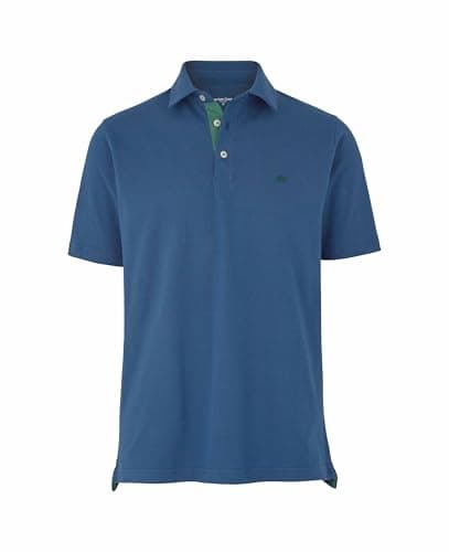 Image of THE SAVILE ROW COMPANY LONDON Men's Classic Fit Cotton Pique Short Sleeve Polo Shirt - Indigo - 3XL