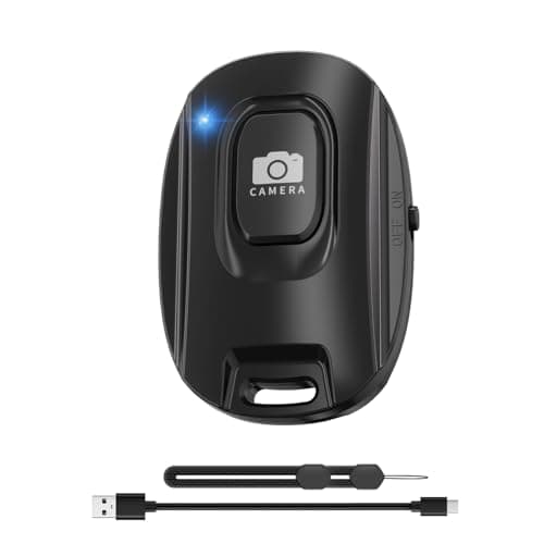 Image of VYVIYON Bluetooth Camera Remote Shutter for iPhone and Android Smartphones, Rechargeable Wireless Phone Remote Control,Selfie Button for Photos and Videos, Charging Cable Included-Black