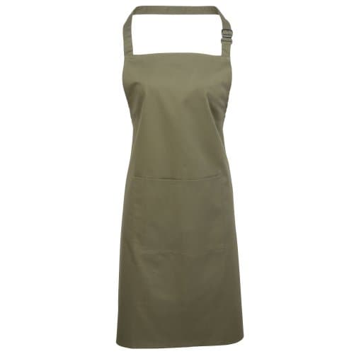 Image of Premier Ladies/Womens Colours Bip Apron With Pocket/Workwear (One Size) (Olive)