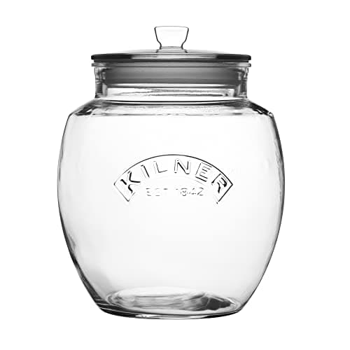 Image of Kilner Universal Jar Push-Top Lid 4 Litre Glass Food Container with Silicone Seal Kitchen Pantry Storage for Dry Foods Biscuits Sweets