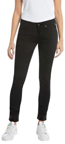 Image of Replay women's jeans New Luz skinny fit Hyperflex Forever Dark with stretch, black (Black 098), 29W / 28L