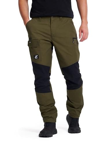 Image of RevolutionRace Men's Nordwand Outdoor Trousers, Durable Trousers for Hiking and All Other Outdoor Activities. Durable Hiking, Walking and Working Trousers for Men, Dark Olive/Black, L