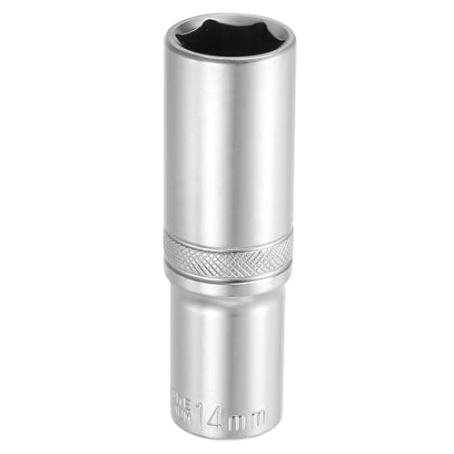 Image of sourcing map 6 Points Deep Socket 3/8" Drive 14mm Deep Metric CR-V Steel Polished Nickel Plating Impact Sockets 64mm / 2.5" Long Flip Sleeve Tool for Home Auto Nuts Bolts Repair