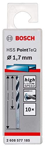 Image of Bosch Accessories 10-piece PointTeQ HSS Twist Drill Bit (for Metal, 1.7 x 20 x 43 mm, Drill Driver Accessories)