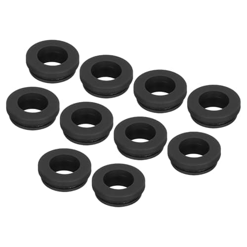Image of sourcing map 10Pcs Snap Rubber Grommet Plug Mount Dia 14mm ID 10.5mm Narrow Groove Width 2mm Seal Anti-Scratch for Electrical Box Cable Pipes Black