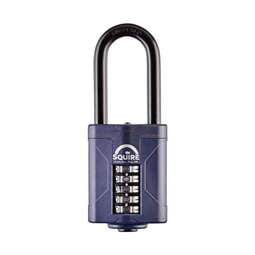 Image of Squire Heavy Duty Padlock (CP60/2.5) - Toughest Long Shackle - 5 Wheel Combination Padlock - Alloy Steel for Corrosion Resistance - Weatherproof Lock for Home, School & Garage (Blue, 60 mm)