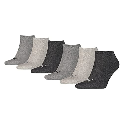 Image of PUMA Unisex Plain Sneaker Socks (6 Pair Pack) grey combo, 6-8